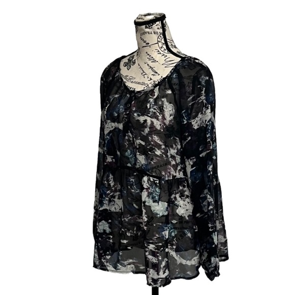 Nine West Vintage America Sheer Babydoll Blouse Women’s Medium Long Sleeve - Picture 3 of 11